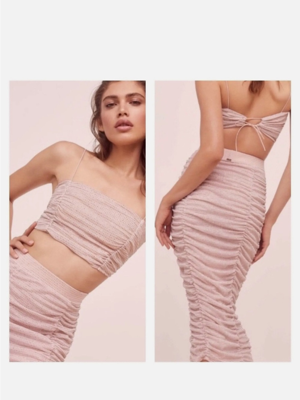 For Love and Lemons x VS NWT All That Glitters Pink Midi Skirt